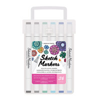 American Crafts - Sketch Markers Collection - Dual Tip - Chisel and Fine Point - 36 Color Pack