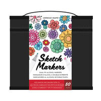 American Crafts - Sketch Markers Collection - Dual Tip - Chisel and Fine Point - 80 Color Pack