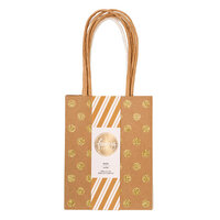 American Crafts - Fancy That Collection - Mini Gift Bags - Kraft and White - Gold Glitter Polka Dots - 4 Pack