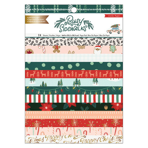 Crate Paper - Busy Sidewalks Collection - Christmas - 6 x 8 Paper Pad with Gold Foil Accents