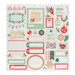 Crate Paper - Busy Sidewalks Collection - Christmas - 12 x 12 Chipboard Stickers with Gold Glitter Accents