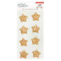 Crate Paper - Busy Sidewalks Collection - Christmas - Stickers - Resin Stars with Gold Glitter