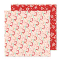 Crate Paper - Busy Sidewalks Collection - 12 x 12 Double Sided Paper - Candy Cane Christmas