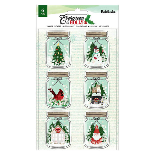 Vicki Boutin - Evergreen and Holly Collection - Christmas - Stickers - Mason Jar Shakers