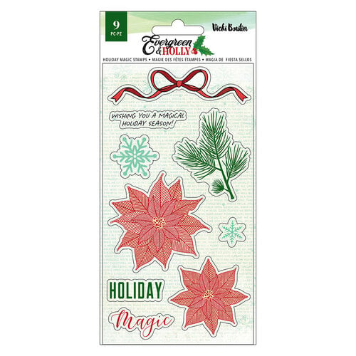 Vicki Boutin - Evergreen and Holly Collection - Christmas - Clear Acrylic Stamps - Holiday Magic