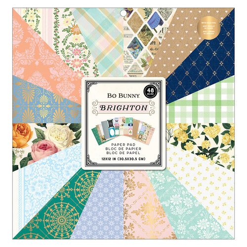 BoBunny - Brighton Collection - 12 x 12 Paper Pad with Gold Foil Accents