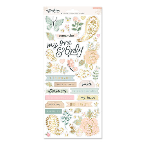 Crate Paper - Gingham Garden Collection - 6 x 12 Cardstock Stickers with Gold Foil Accents