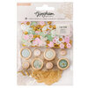 Crate Paper - Gingham Garden Collection - Embellishment Mix - Buttons with Gold Foil Accents