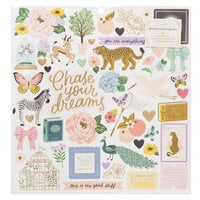 Maggie Holmes - Woodland Grove Collection - 12 x 12 Foam Stickers with Gold Foil Accents