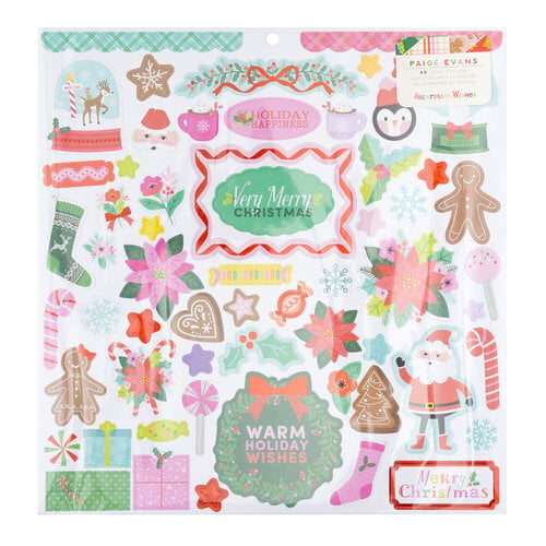 Paige Evans - Sugarplum Wishes Collection - 12 x 12 Foam Stickers with Red Foil Accents
