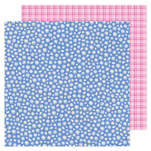 Pebbles - All The Cake Collection - 12 x 12 Double Sided Paper - Blue Flowers
