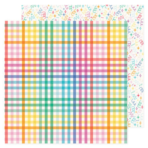 Pebbles - All The Cake Collection - 12 x 12 Double Sided Paper - Plaid