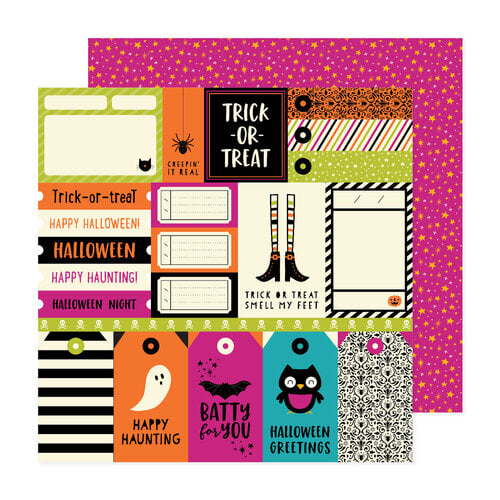 American Crafts - Happy Halloween Collection - 12 x 12 Double Sided Paper - Tags