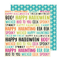 American Crafts - Happy Halloween Collection - 12 x 12 Double Sided Paper - Word Page