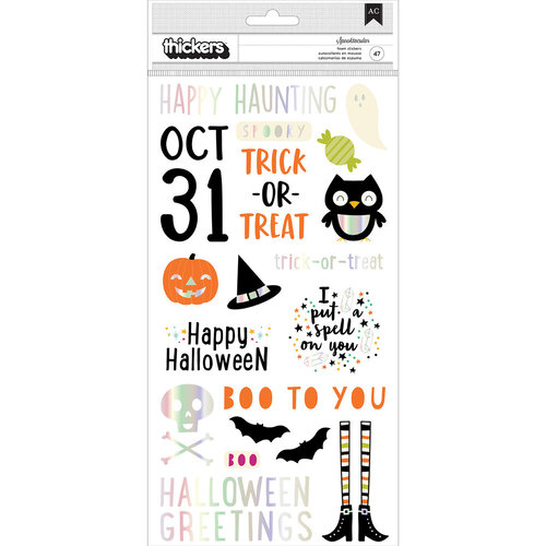 American Crafts - Happy Halloween Collection - Thickers - Phrases - Holographic Foil