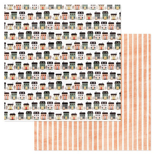 American Crafts - Farmstead Harvest Collection - 12 x 12 Double Sided Paper - Houses