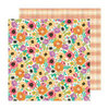 American Crafts - April and Ivy Collection - 12 x 12 Double Sided Paper - Bright Blossoms