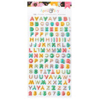 American Crafts - April and Ivy Collection - Puffy Stickers - Alpha - Gold Foil