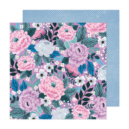 American Crafts - Dreamer Collection - 12 x 12 Double Sided Paper - Purple Floral