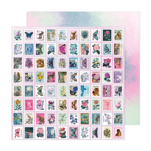 American Crafts - Dreamer Collection - 12 x 12 Double Sided Paper - Stamps