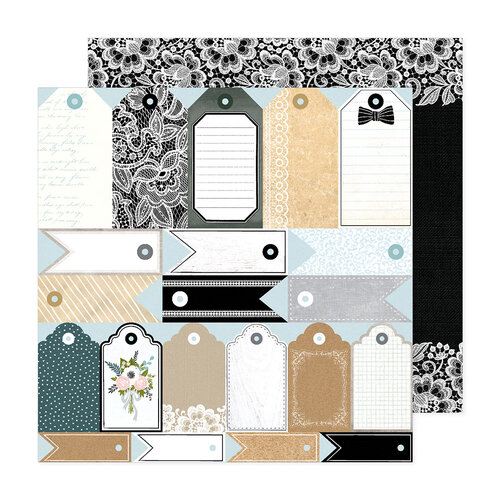 American Crafts - A Perfect Match Collection - 12 x 12 Double Sided Paper - Black Tie