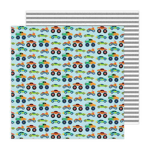 Pebbles - Cool Boy Collection - 12 x 12 Double Sided Paper - Monster Truck