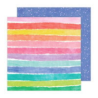 Pebbles - Cool Girl Collection - 12 x 12 Double Sided Paper - Bright Stripe