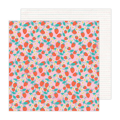 Pebbles - Cool Girl Collection - 12 x 12 Double Sided Paper - Berry Cute