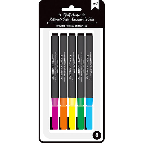 American Crafts - Wet-Erasable Chalk Markers - Brights - 5 Pack