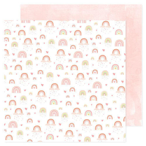 American Crafts - Hello Little Girl Collection - 12 x 12 Double Sided Paper - Rainbows
