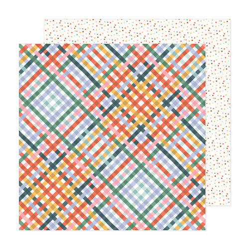 Pebbles - Sunny Bloom Collection - 12 x 12 Double Side Paper - Plaid