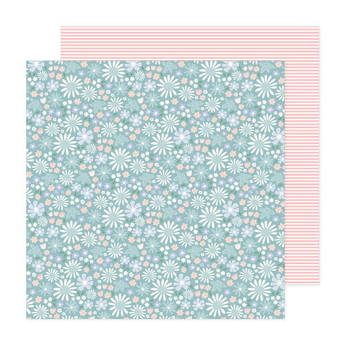 Pebbles - Sunny Bloom Collection - 12 x 12 Double Side Paper - Blues