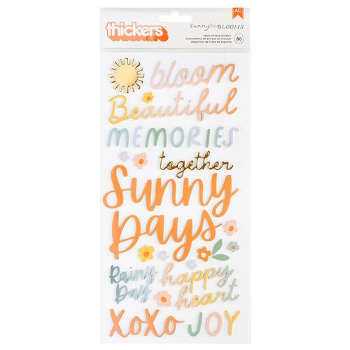 Pebbles - Sunny Bloom Collection - Puffy Stickers - Phrase