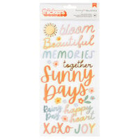 Pebbles - Sunny Bloom Collection - Puffy Stickers - Phrase