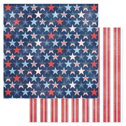American Crafts - Flags And Frills Collection - 12 x 12 Double Sided Paper - Star-Spangled Glory