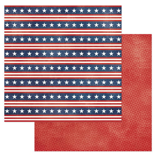 American Crafts - Flags And Frills Collection - 12 x 12 Double Sided Paper - Red, White and Blue