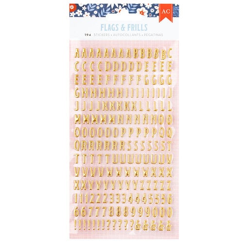 American Crafts - Flags And Frills Collection - Puffy Stickers - Alpha