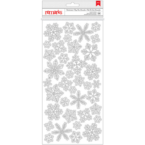 American Crafts - Deck the Halls Collection - Christmas - Glitter Stickers - Snowflakes - Silver