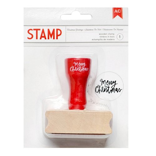 American Crafts - Deck the Halls Collection - Christmas - Wood Stamps - Merry Christmas