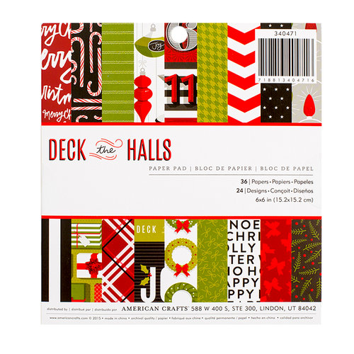 American Crafts - Deck the Halls Collection - Christmas - 6 x 6 Paper Pad