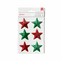 American Crafts - Deck the Halls Collection - Christmas - 3 Dimensional Stars - Red and Green