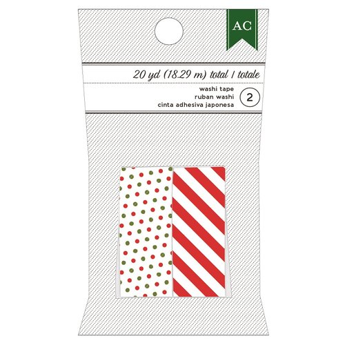 American Crafts - Christmas - Washi Tape - Green and Red Dots and Red Stripes