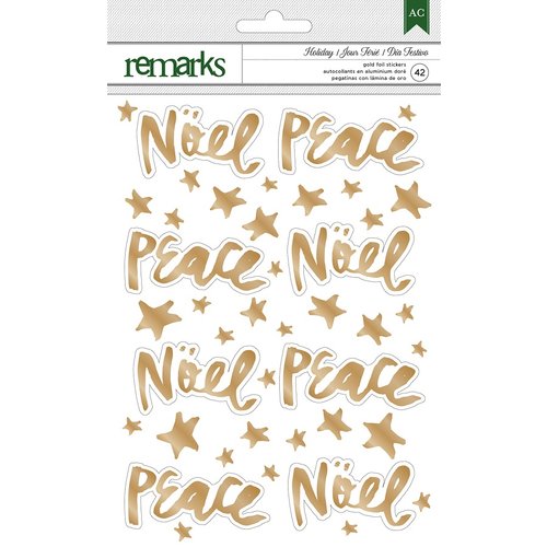 American Crafts - Christmas - Foil Stickers - Noel, Peace