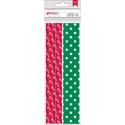 American Crafts - Christmas - Paper Straws - Candy Cane and Dot