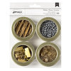 American Crafts - Office Tins - Small - Value Pack - Paper Clips, Binder Clips, Heart Push Pins