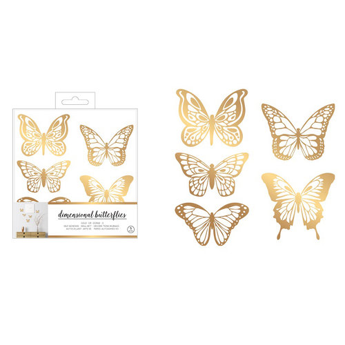 American Crafts - Wall Art - Wall Decals - Acrylic - 3 Dimensional - Butterfly - Gold