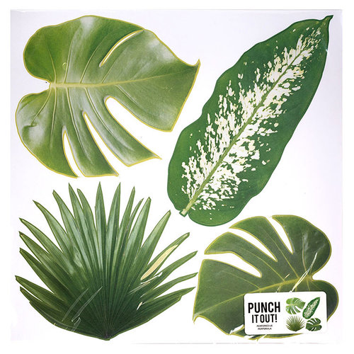 American Crafts - 12 x 12 Die Cut Paper - Multi Tropical Leaves
