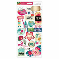 American Crafts - Hustle and Heart Collection - Cardstock Stickers with Foil Accents - Layered