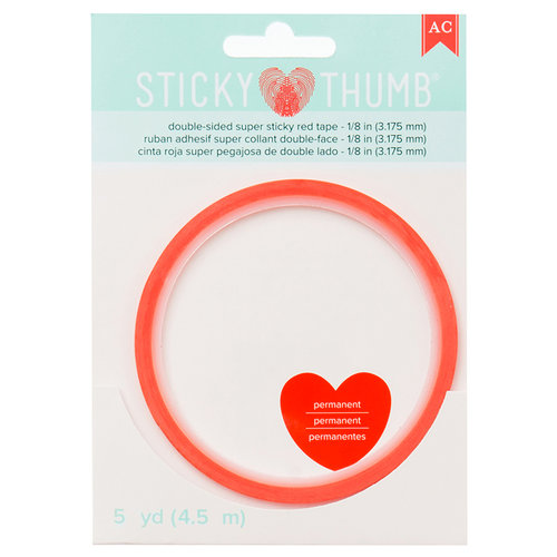 American Crafts - Sticky Thumb Collection - Adhesives - Super Sticky Red Tape - 0.125 Inches - 5 Yards
