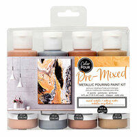 American Crafts - Color Pour Collection - Pre-Mixed Metallic Pouring Paint Kit - Mixed Metals